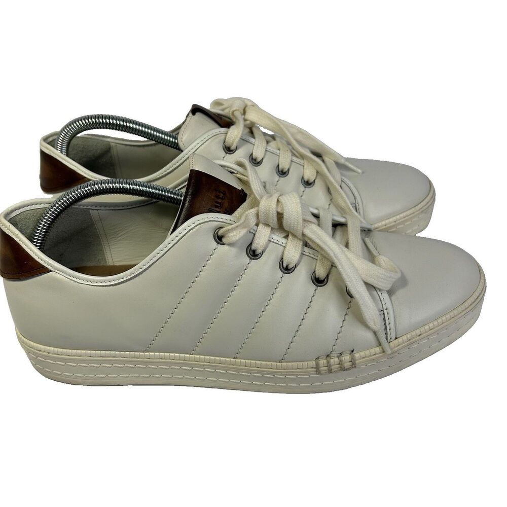 Berluti Paris Men's Playtime Sneaker Size 9 US White Dark Brown Calf Leather